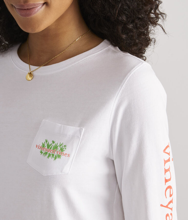 Palm Tree Beach Path Long-Sleeve Pocket Tee