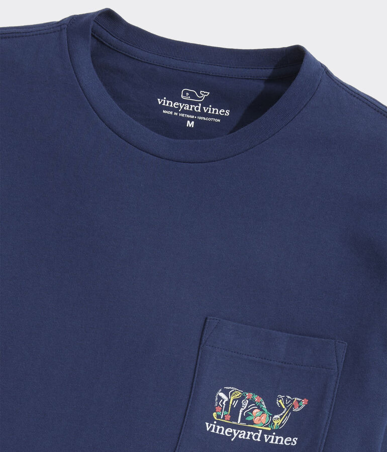 Golf Whale Icons Long-Sleeve Pocket Tee