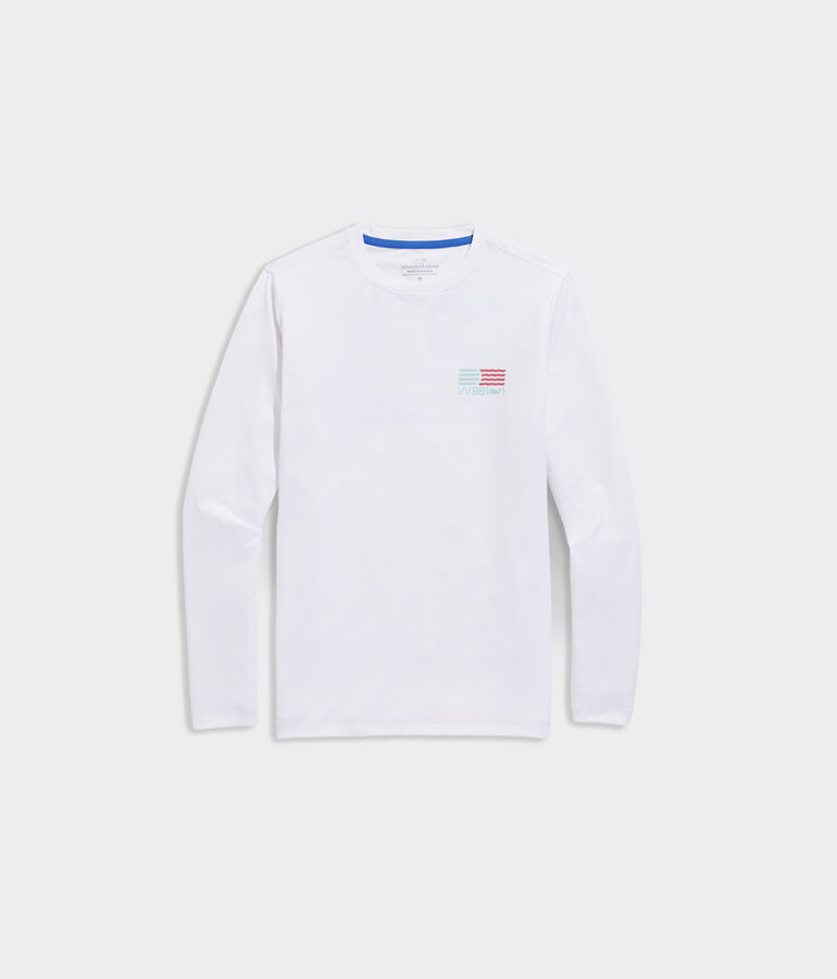 Boys' Waving Flag Long-Sleeve Harbor Performance Tee