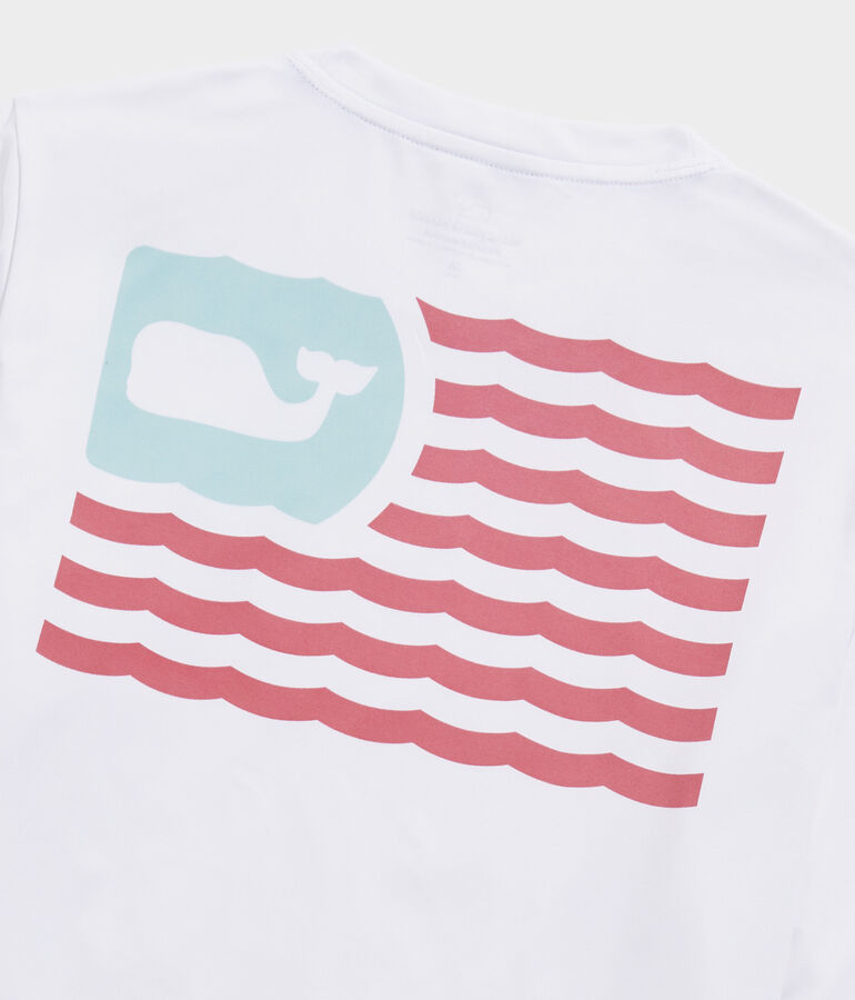 Boys' Waving Flag Long-Sleeve Harbor Performance Tee