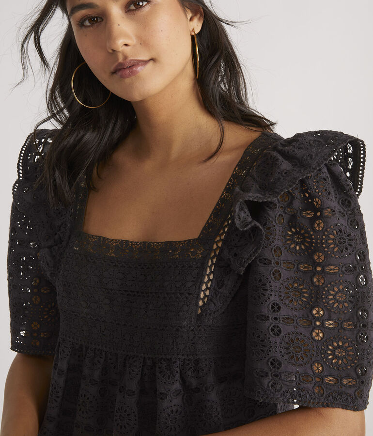 Eyelet Ruffle Top