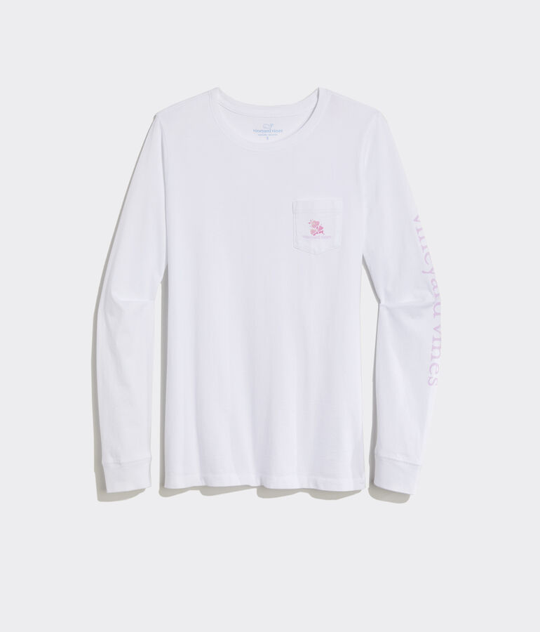 Mother's Day Floral Whale Long-Sleeve Pocket Tee