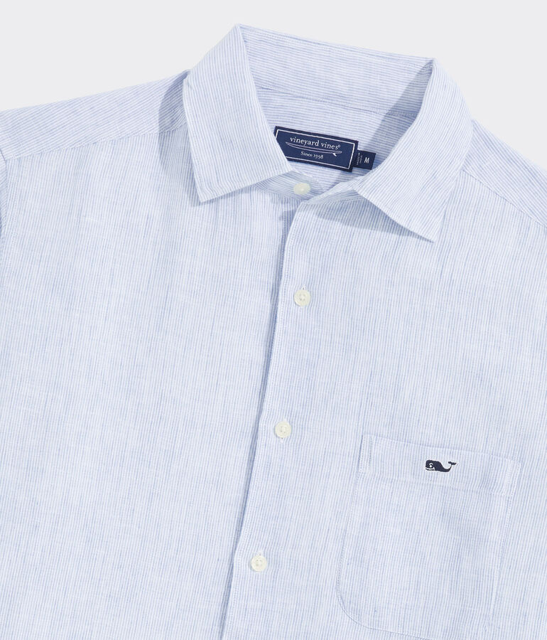 Linen Short-Sleeve Stripe Shirt