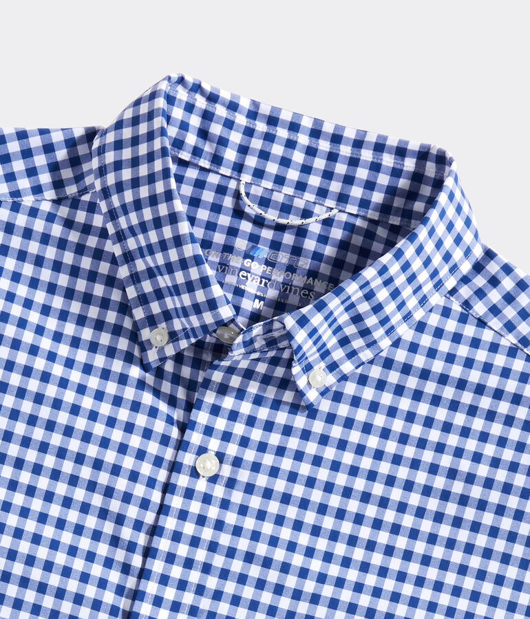 On-The-Go Lightweight Short-Sleeve Gingham Shirt