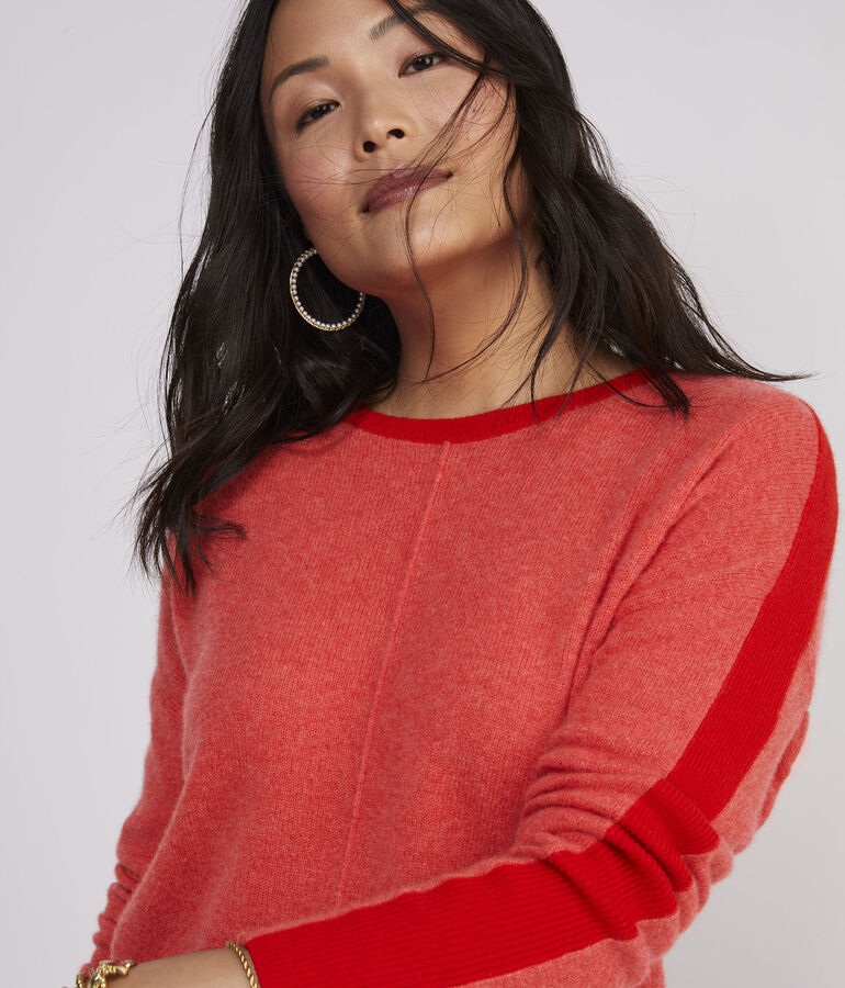 Seaspun Cashmere Striped Sleeve Crewneck Sweater