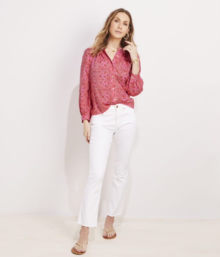 Scarf Print Button Down Top