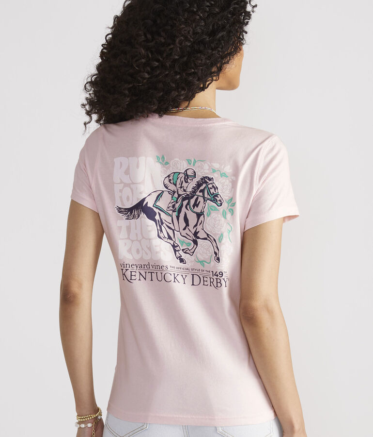 Kentucky Derby Women's Run For The Roses Short-Sleeve Pocket Tee