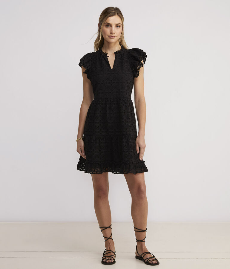 Eyelet Tiered Ruffle Dress