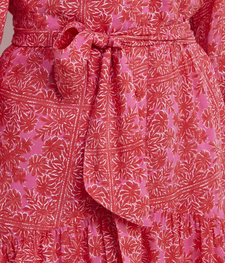 Scarf Print Tie-Waist Dress