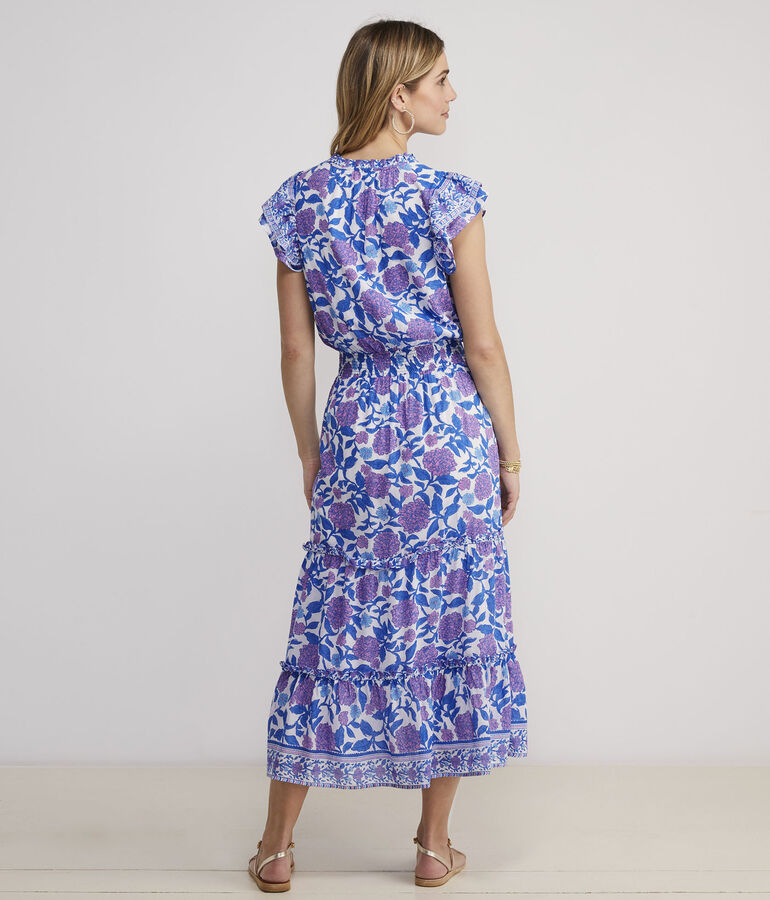 Hydrangea Block Print Maxi Dress