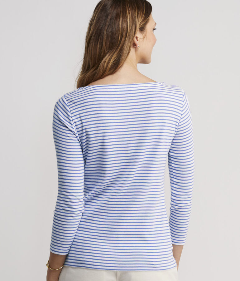 Striped Boatneck Simple Tee