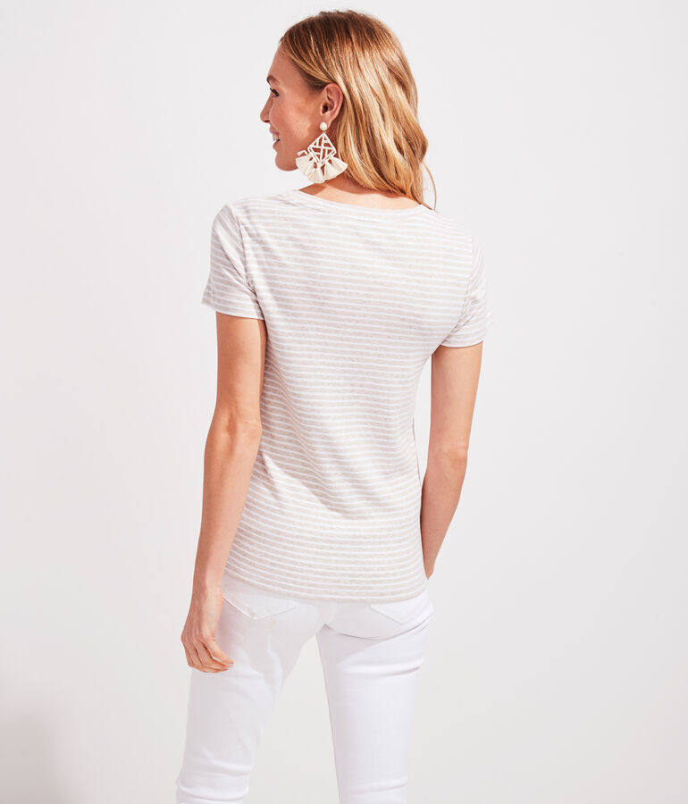 Striped V-Neck Simple Tee