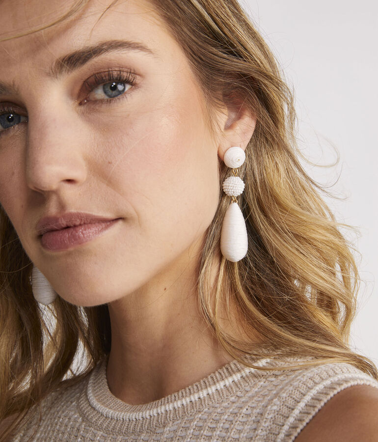 Thread and Bead Drop Earrings