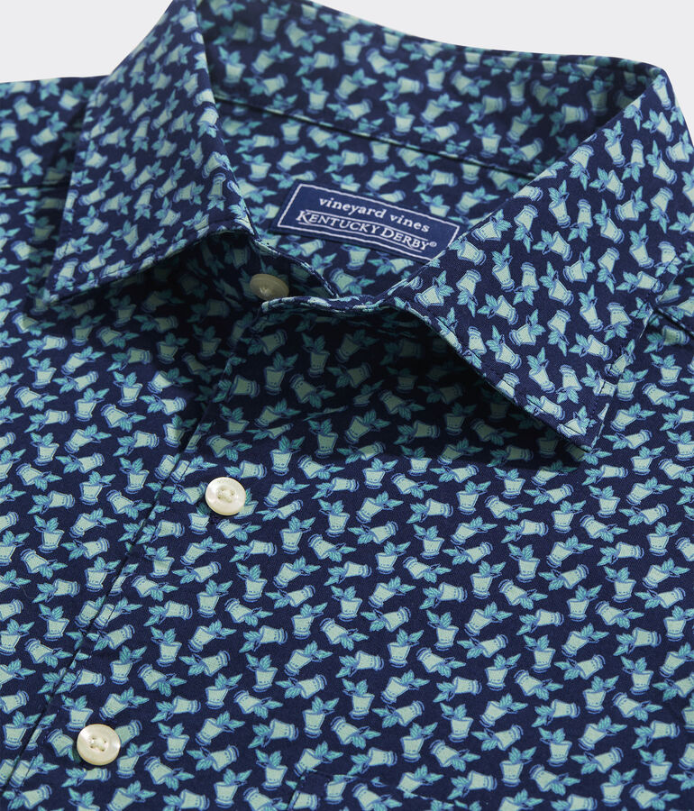 Kentucky Derby Stretch Poplin Short-Sleeve Mint Julep Shirt