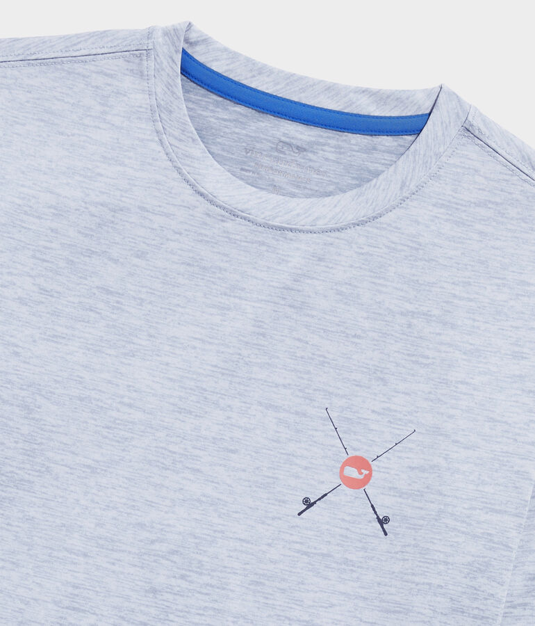 Boys' Wavy Fish Text Long-Sleeve Harbor Performance Tee