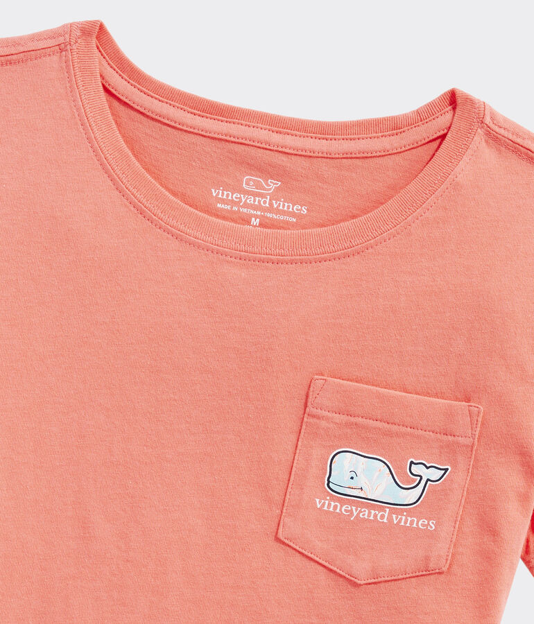 Girls' Cay Floral Whale Fill Short-Sleeve Pocket Tee