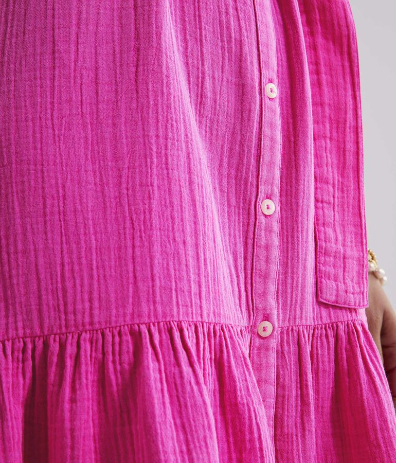 Seastitch Double Gauze Flutter-Sleeve Shirt Dress