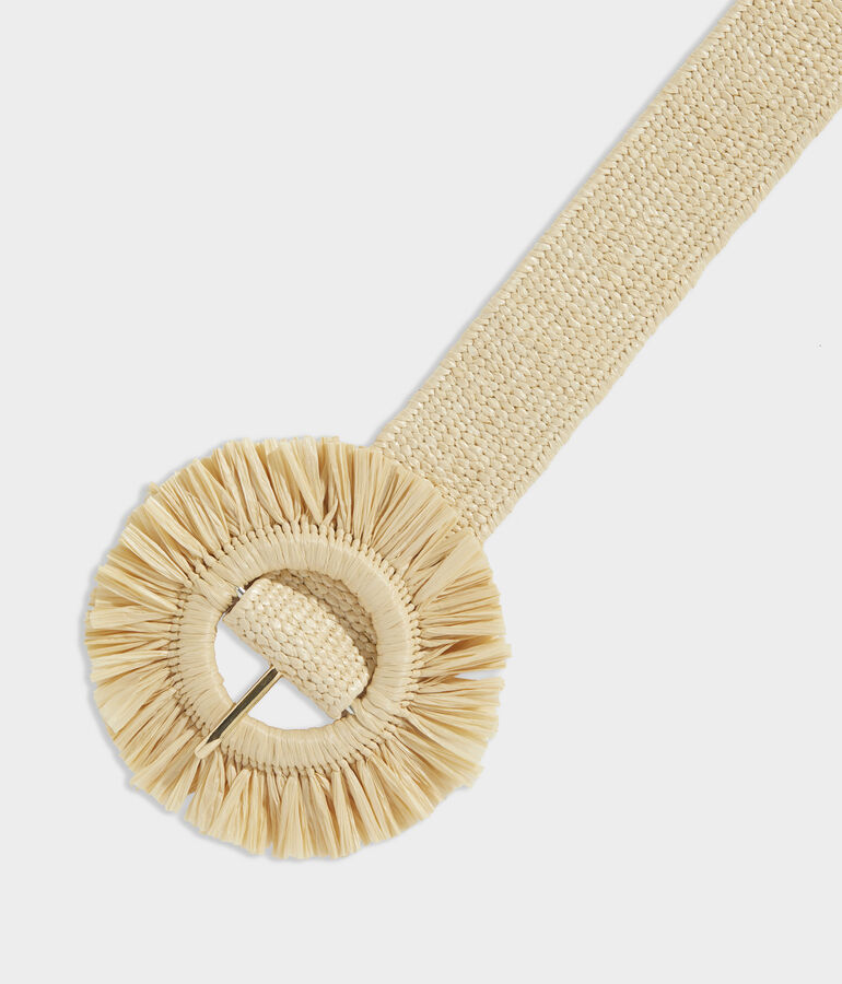 Fringe Buckle Stretch Straw Belt