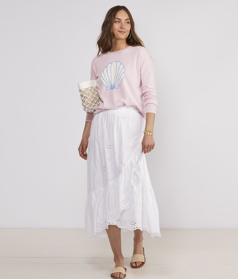 Shell Intarsia Cashmere Crewneck Sweater