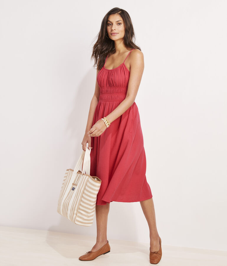 Seastitch Double Gauze Smocked Cover-Up