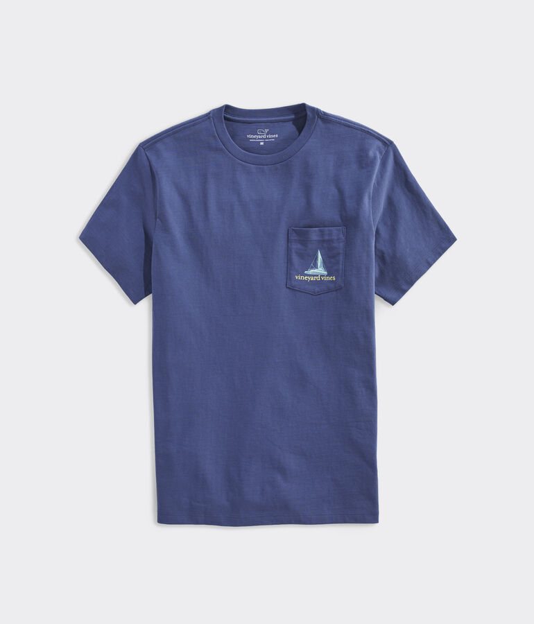 Catamaran Night Sailing Short-Sleeve Pocket Tee