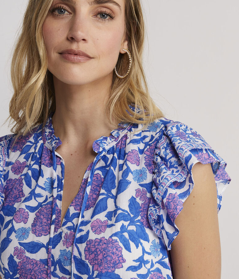 Hydrangea Block Print Maxi Dress