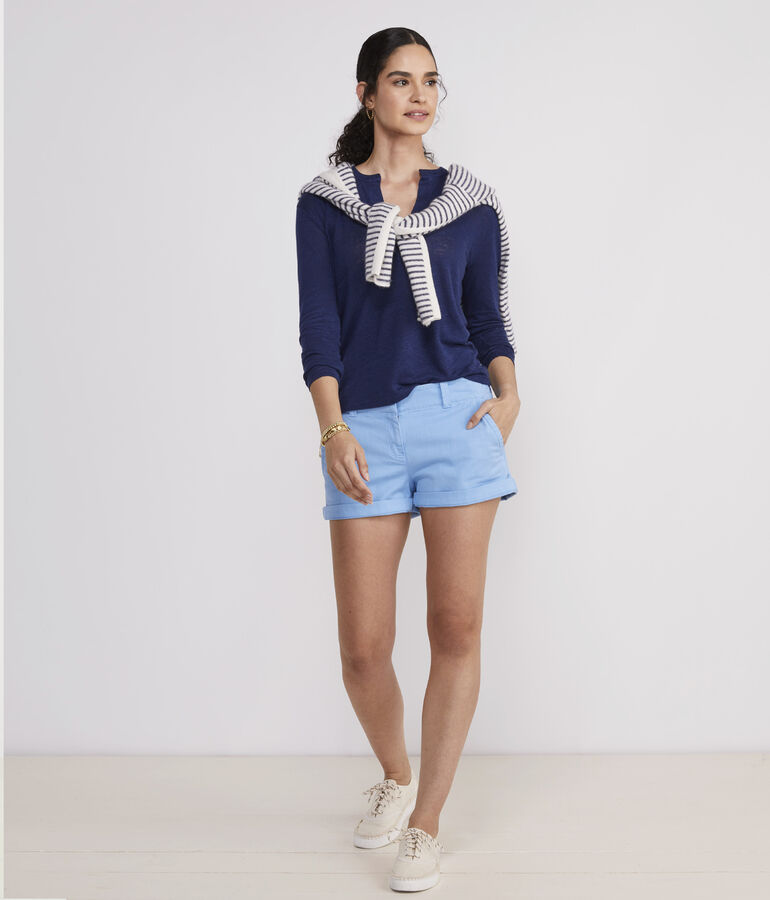 Long-Sleeve Linen Henley