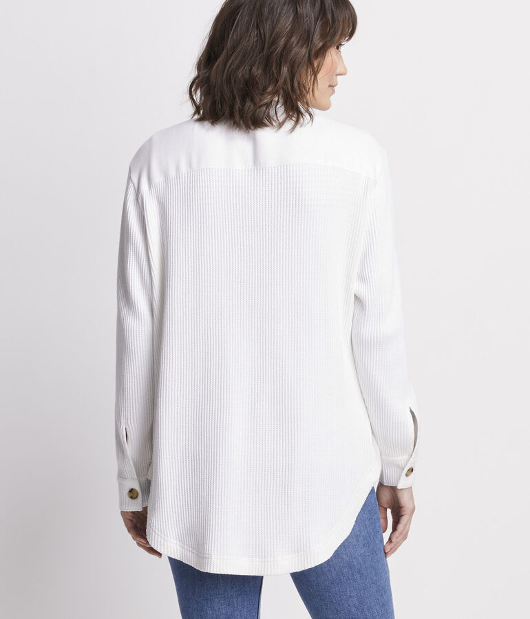 Waffle-Knit Shirt Jacket