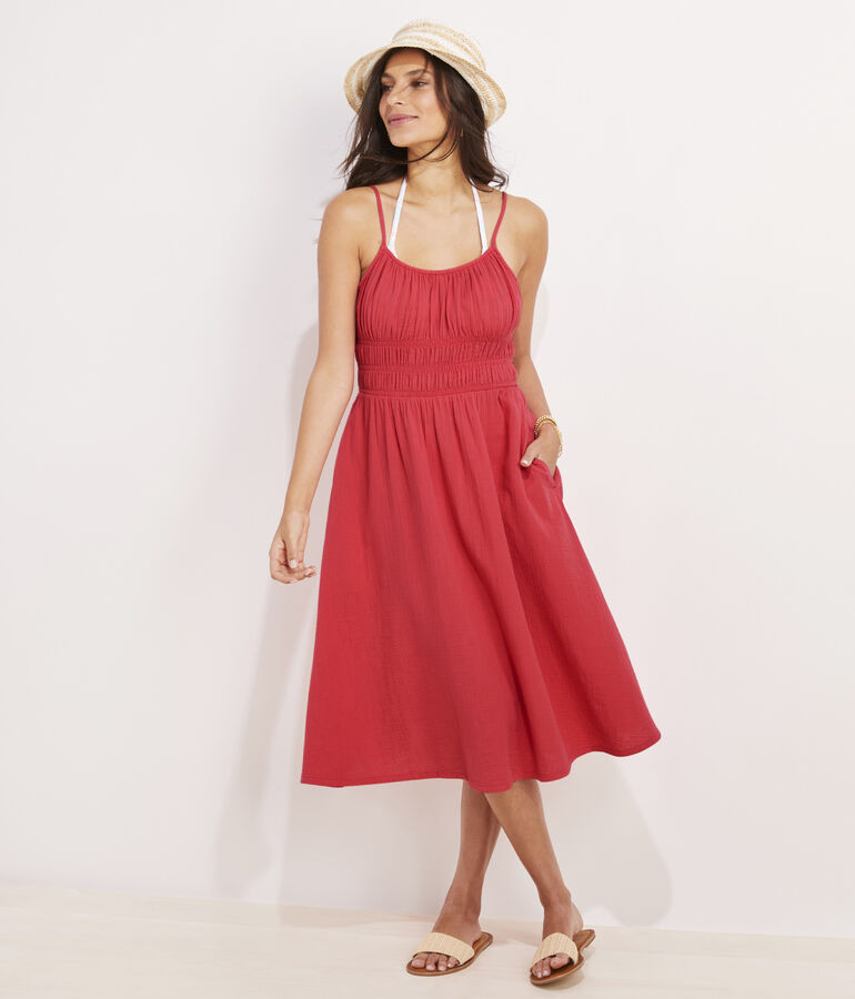 Seastitch Double Gauze Smocked Cover-Up