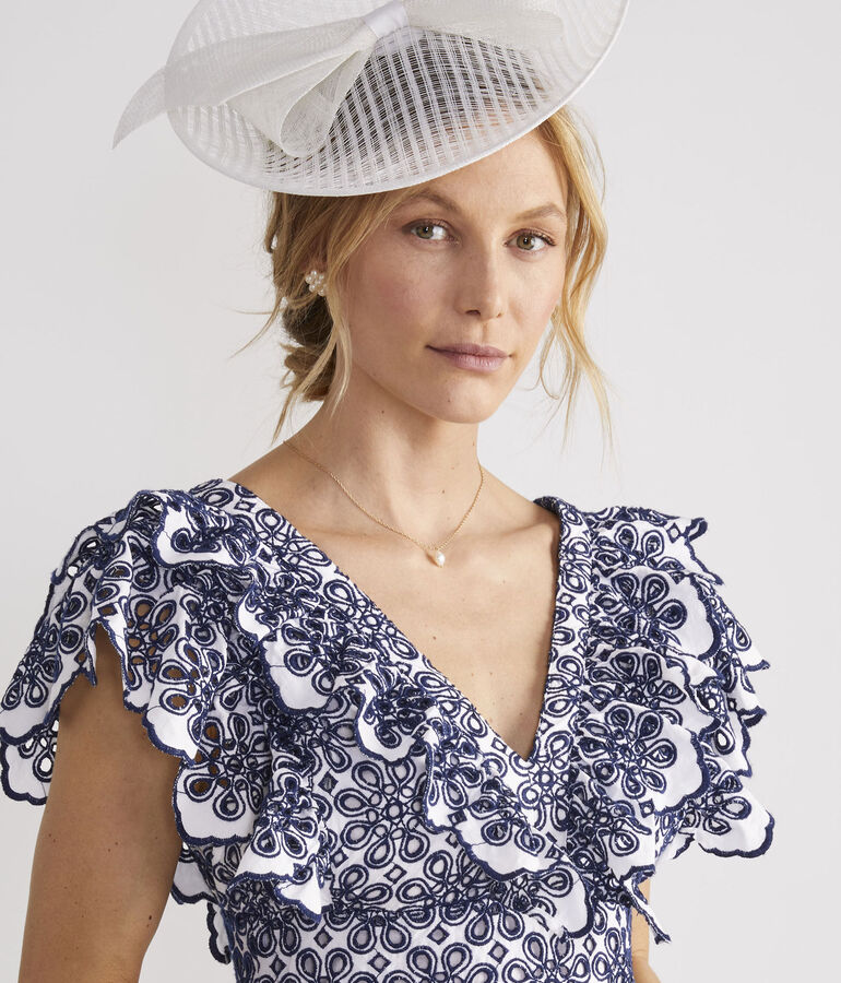 Kentucky Derby Eyelet Ruffle Maxi Dress