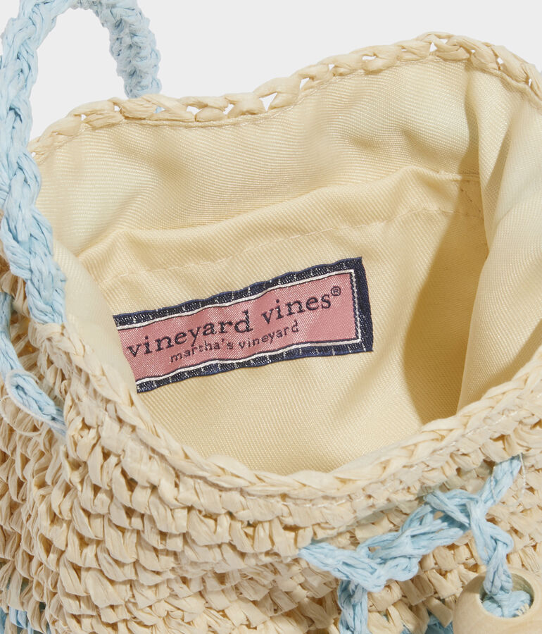 Girls' Crochet Straw Bucket Bag