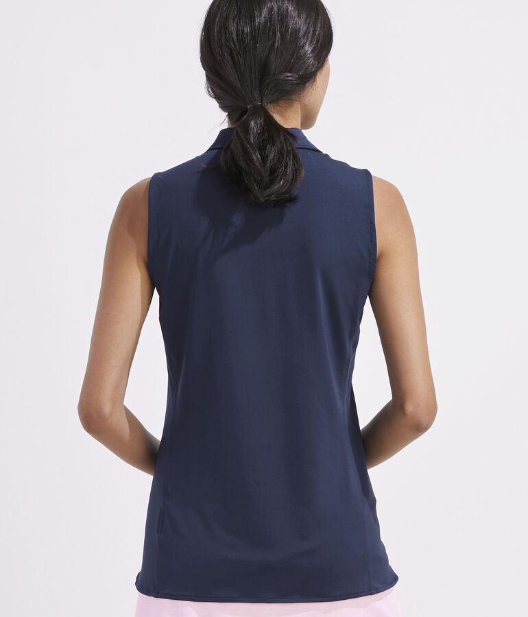 Sleeveless Solid Jersey Polo