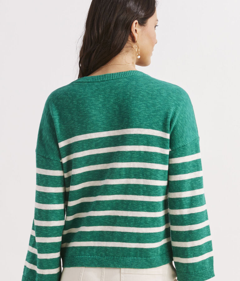 Breton Stripe Slub Split-Neck Sweater