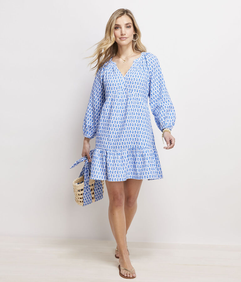 Seastitch Floral Block Print Dress