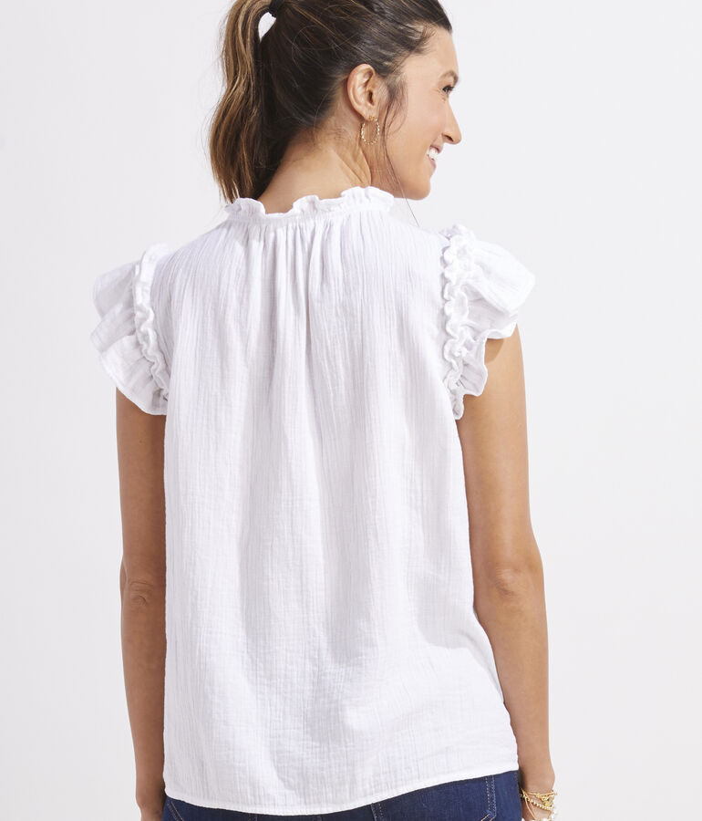 Seastitch Double Gauze Ruffle Popover
