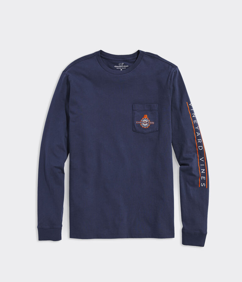 Overhead Basketball Hoop Long-Sleeve Pocket Tee