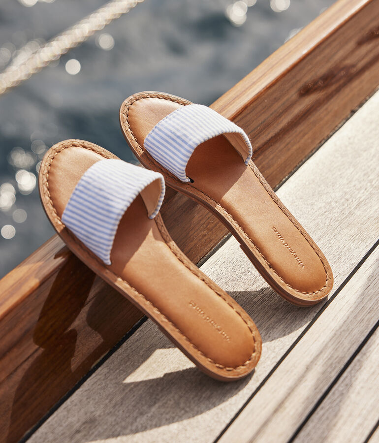 Seersucker Leather Slide