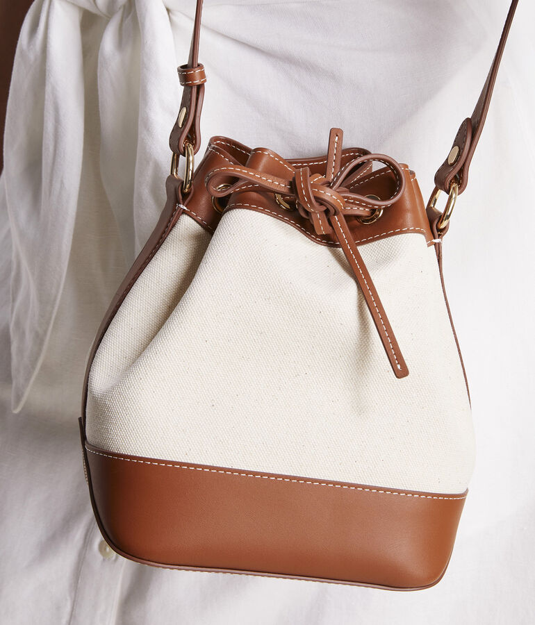 Flecked Canvas Bucket Bag