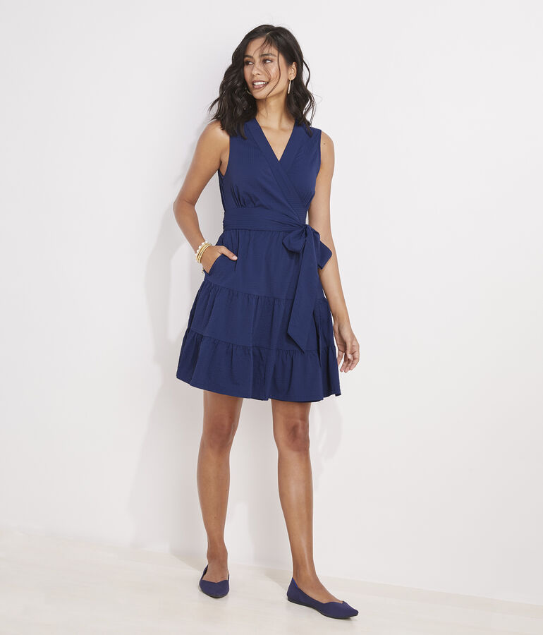 Harbor Seersucker Wrap Dress