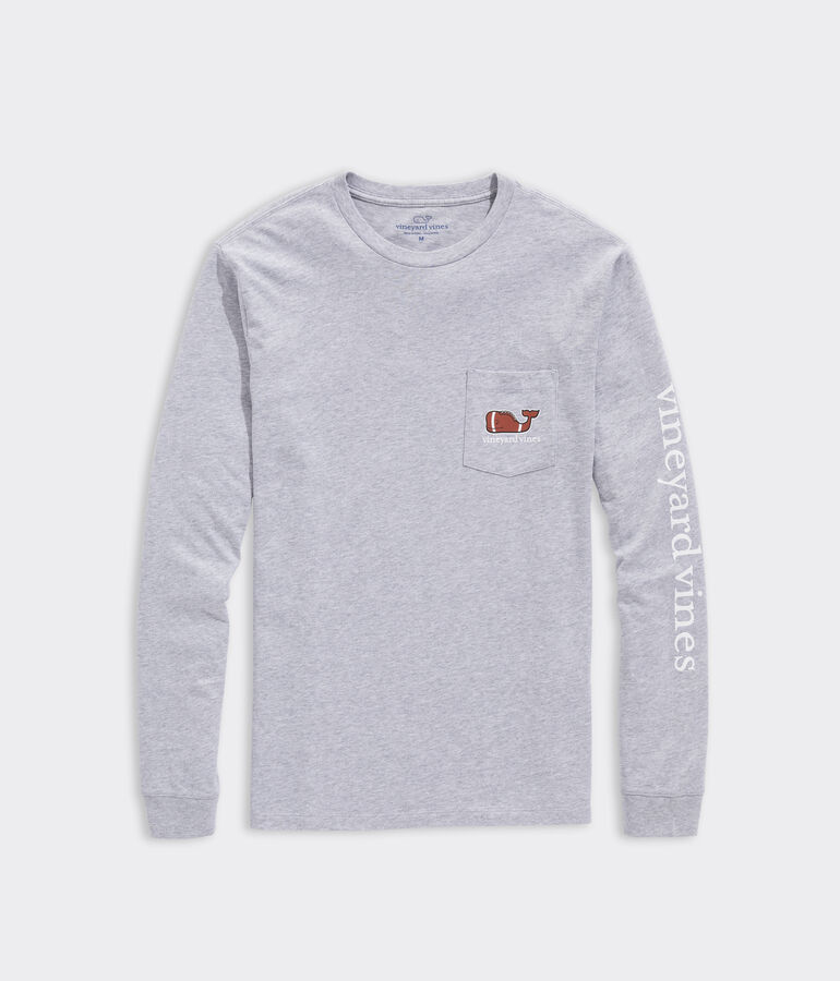 Long-Sleeve Football Whale Pocket Tee