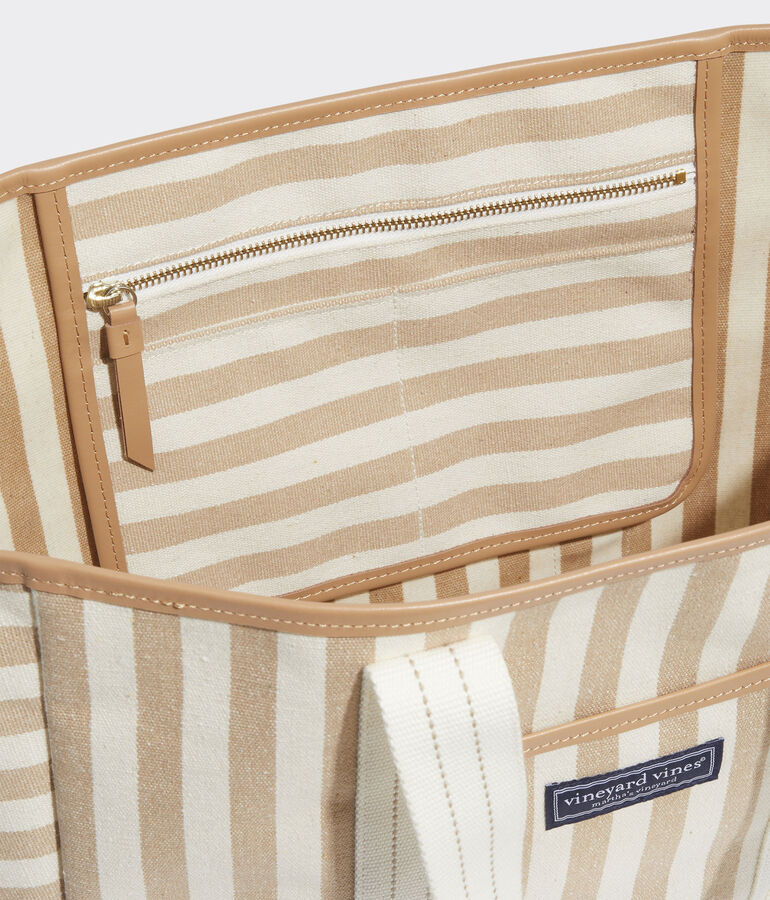 Neutral Blocked Stripe Tote