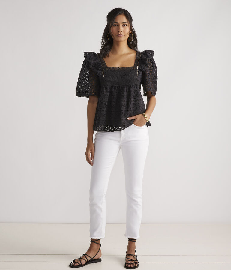 Eyelet Ruffle Top