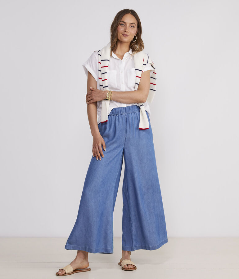 Wide Leg Chambray Pants