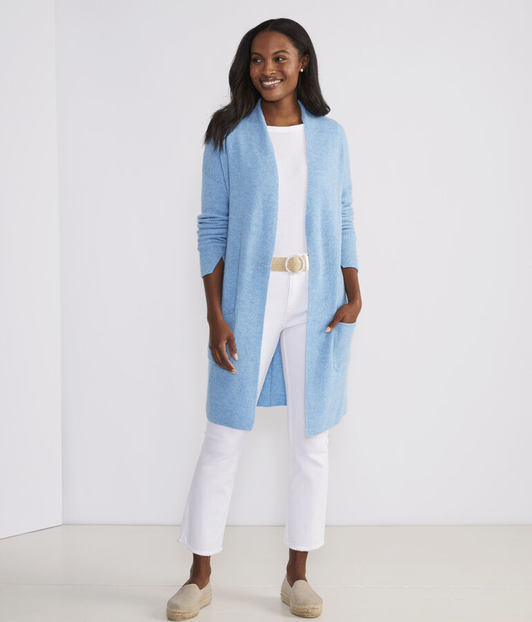 Lightweight Cashmere Open-Front Sweater