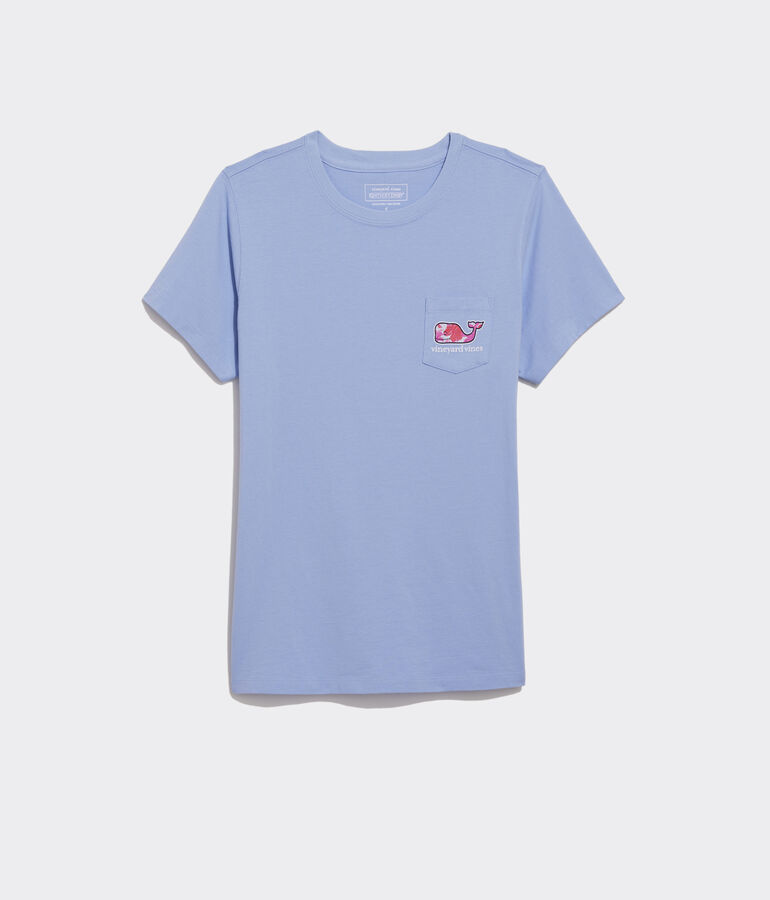 Kentucky Derby Women's Roses Whale Short-Sleeve Pocket Tee