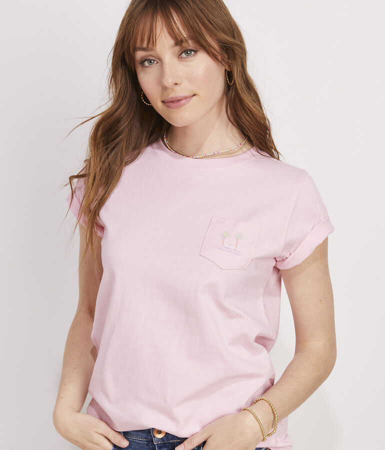 Painterly Hammock Palms Short-Sleeve Pocket Tee