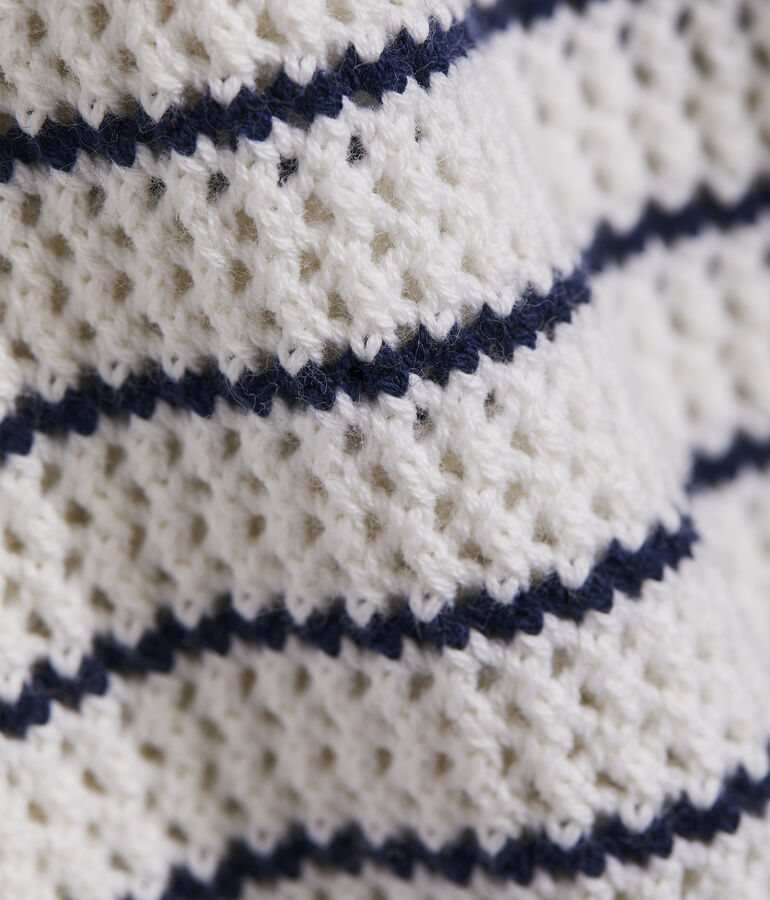 Crochet Stitch Short-Sleeve Polo Sweater