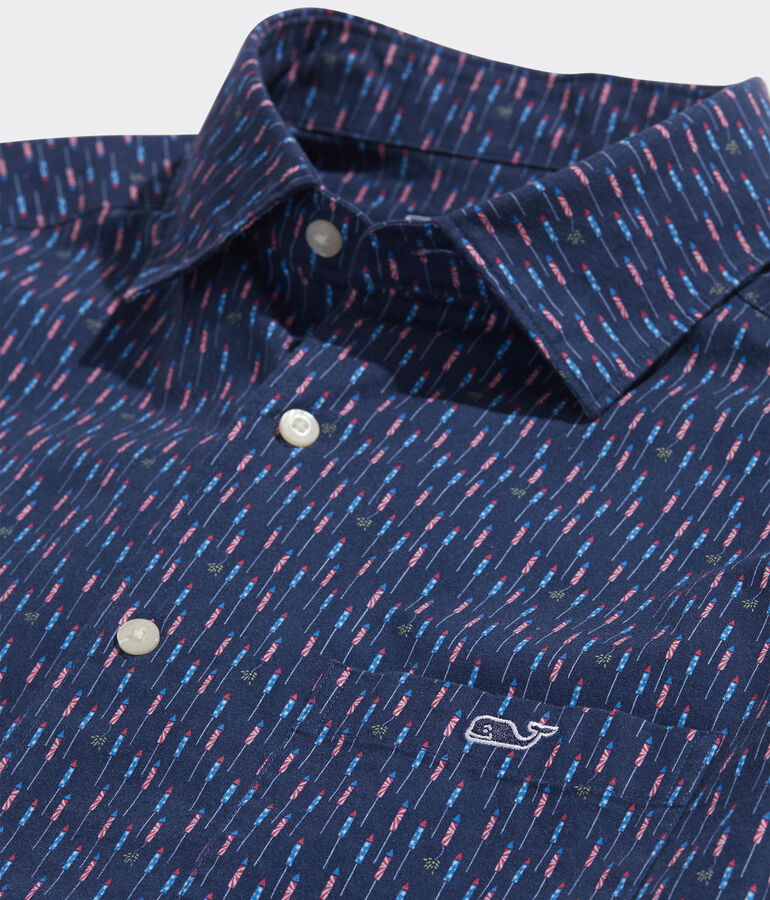 Stretch Poplin Short-Sleeve Firecracker Shirt