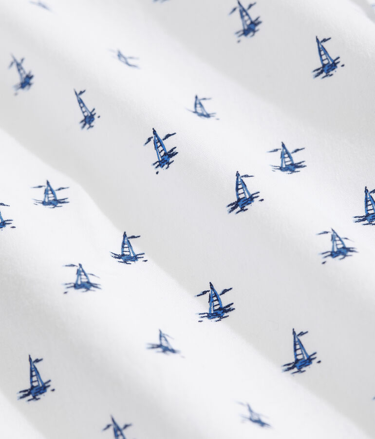 Boys Sailboat Micro Printed Short Sleeve Shirt