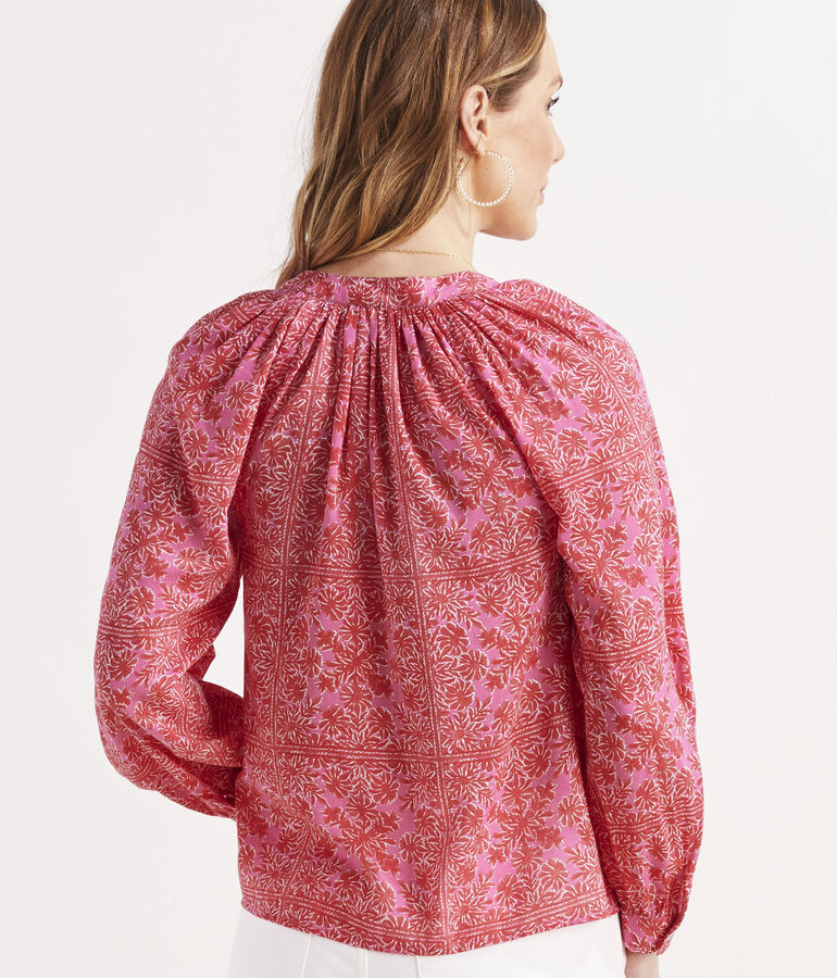 Scarf Print Button Down Top